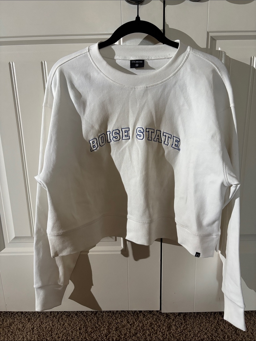 Boise State White Crewneck Pullover Sweatshirt